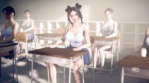 Futanari Asian Girl Masturbating In Classroom In Public